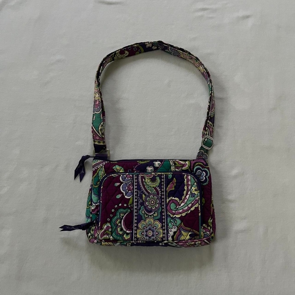 Vera Bradley Little Hipster Crossbody Bag in Purple Green Heather Paisley Print